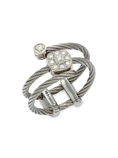 Shop Alor 18k White Gold, Stainless Steel & Diamond Cable Ring