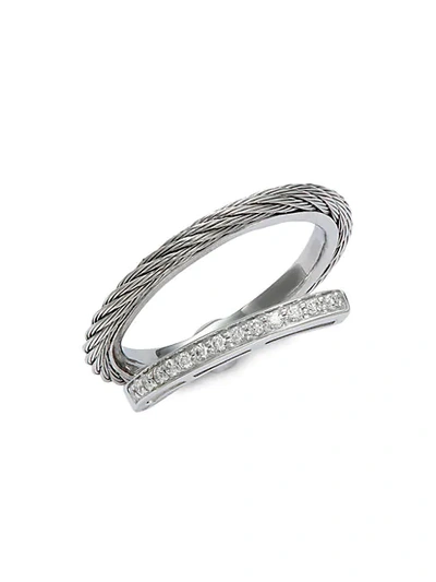 Shop Alor 18k White Gold, Stainless Steel Cable & Diamond Ring
