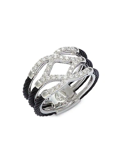 Shop Alor 18k White Gold, Stainless Steel & Diamond Cable Ring