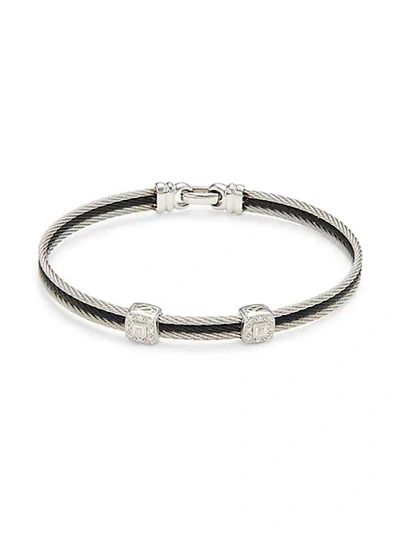 Shop Alor 18k White Gold, Stainless Steel & Diamond Bangle Bracelet