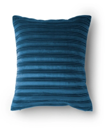 Shop Protect-a-bed Pleated Velvet Decorative Throw Pillow In Blue