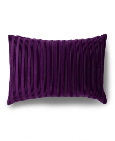 Shop Protect-a-bed Pleated Velvet Decorative Throw Pillow In Purple