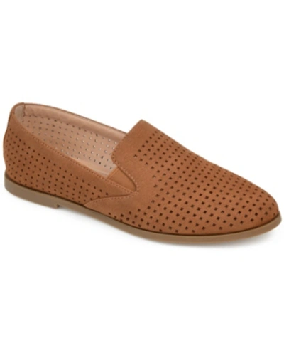 Shop Journee Collection Women's Lucie Perforated Slip On Loafers In Brown
