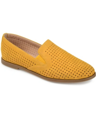 Shop Journee Collection Women's Lucie Perforated Slip On Loafers In Mustard