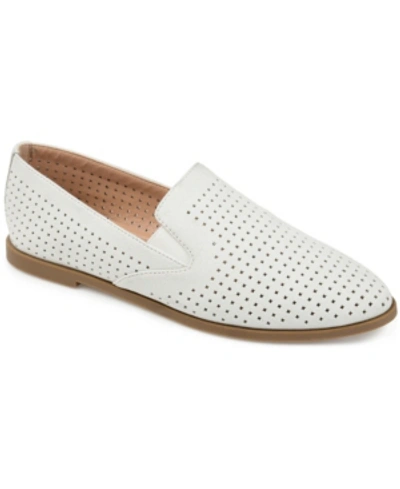 Journee Collection Women's Lucie Perforated Slip On Loafers In White