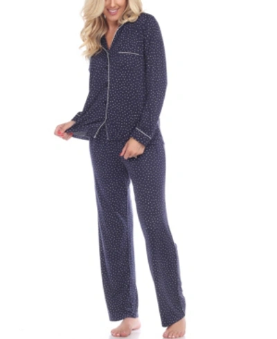 White Mark Women's Pajama Set, 2 Piece In Navy