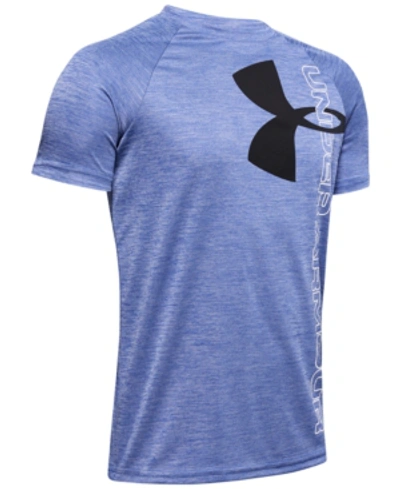 Shop Under Armour Big Boys Tech Split Logo Hybrid-print T-shirt In Blue