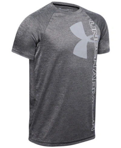 Shop Under Armour Big Boys Tech Split Logo Hybrid-print T-shirt In Charcoal