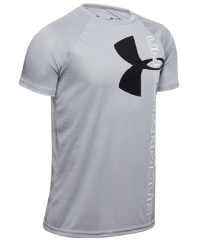 Shop Under Armour Big Boys Tech Split Logo Hybrid-print T-shirt In Light Gray