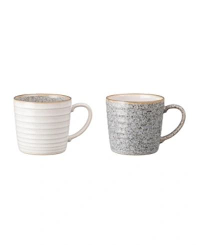 Denby Studio Craft Grey 2 Piece Ridged Mug Set In Studio Grey