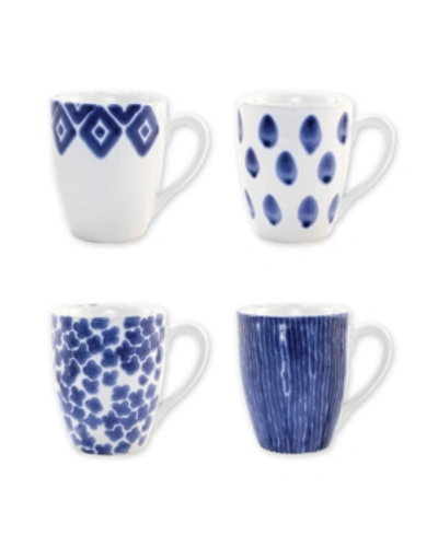 Shop Vietri Santorini Assorted Mugs - Set Of 4 In Blue