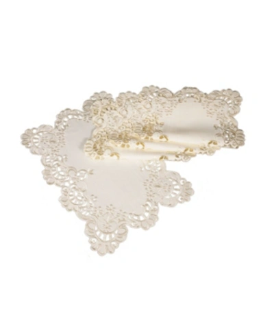 Shop Xia Home Fashions Scalloped Lace Embroidered Cutwork Placemats, 13" X 19", Set Of 4 In Beige