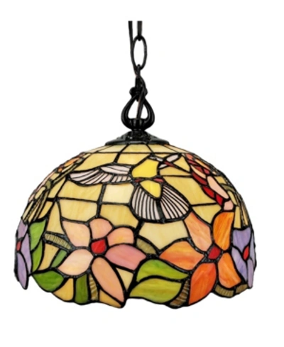 Shop Amora Lighting Tiffany Style Floral, Hummingbird Hanging Lamp In Multi