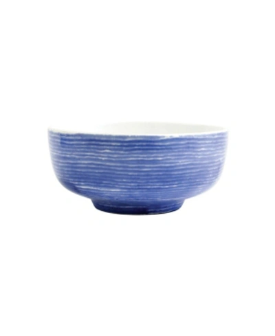 Shop Vietri Santorini Stripe Medium Footed Serving Bowl In Blue/white