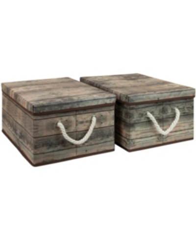Shop Sorbus Wooden Pattern Storage Box, Set Of 2 In Brown