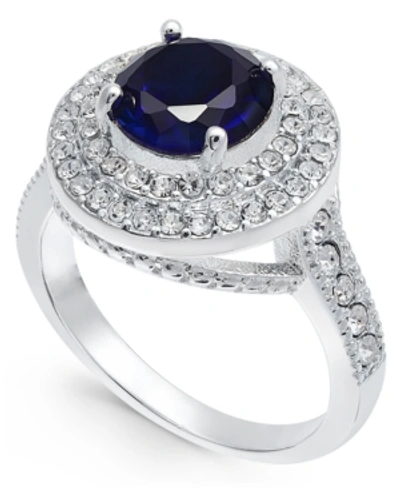 Charter Club Pave Stone Halo Ring In Fine Silver Plate, Created For Macy's In Silver