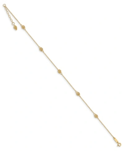 Shop Macy's Bead Anklet In 14k Yellow Gold