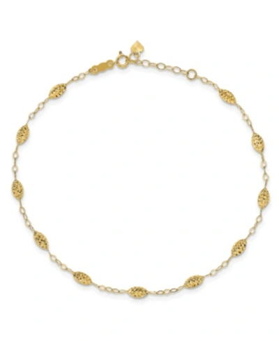Shop Macy's Rice Bead Anklet In 14k Yellow Gold