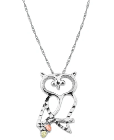 Shop Black Hills Gold Owl Pendant In Sterling Silver With 12k Rose And Green Gold In Ss