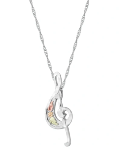 Shop Black Hills Gold Treble Clef Pendant In Sterling Silver With 12k Rose And Green Gold In Ss