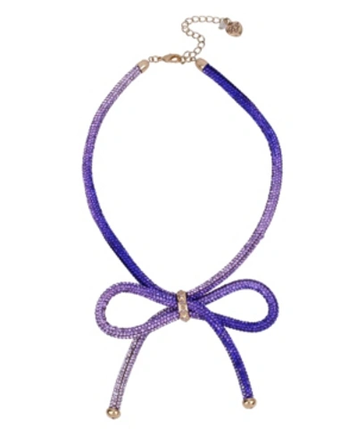 Shop Betsey Johnson Mesh Bow Necklace In Purple
