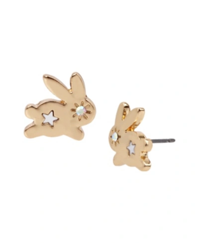 Shop Betsey Johnson Celestial Bunny Stud Earrings In Crystal