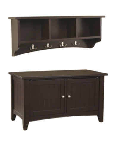 Shop Alaterre Furniture Shaker Cottage Storage Coat Hook With Cabinet Bench Set In Chocolate