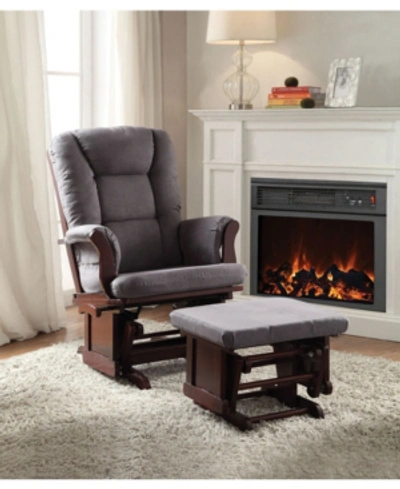 Shop Acme Furniture Aeron 2-piece Glider Chair & Ottoman In Gray