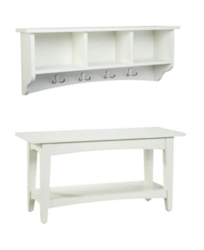 Shop Alaterre Furniture Shaker Cottage Storage Coat Hook With Bench Set In Ivory