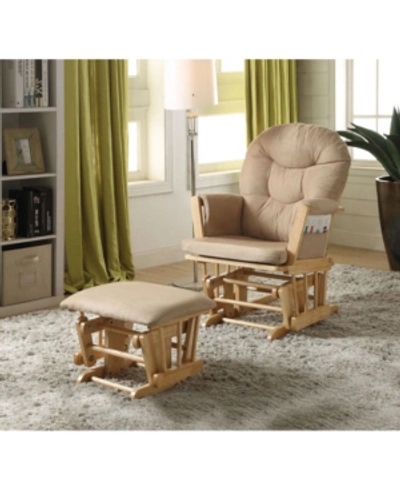 Shop Acme Furniture Rehan 2-piece Glider Chair & Ottoman In Brown