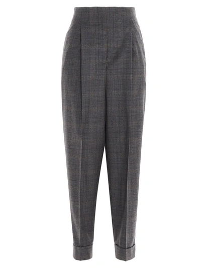 Shop Fabiana Filippi Loose Fit Prince Of Wales Pants In Grey
