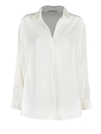 Shop Le Tricot Perugia Silk Loose Fit Blouse In White