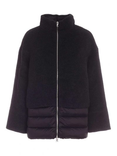 Shop Add Wool And Mohair Detail Down Jacket In Black