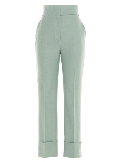Shop Alberta Ferretti Straight Cuffed Pants In Green