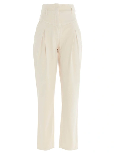 Shop Alberta Ferretti High-waisted Pleats Jeans In White