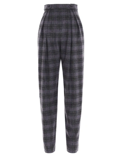 Shop Alberta Ferretti Loose Fit Prince Of Wales Pants In Grey