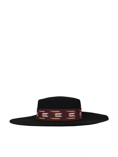 Shop Etro Contrasting Embroidery Hat In Black