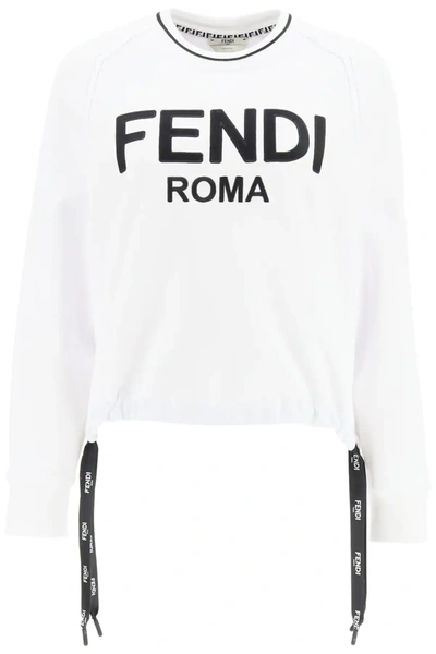Shop Fendi Roma Embroidered Sweatshirt In White,black