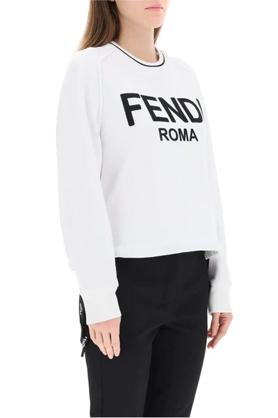 Shop Fendi Roma Embroidered Sweatshirt In White,black