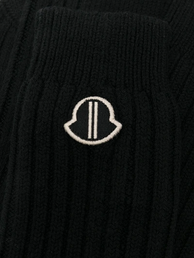Shop Moncler X  Black Ribbed Logo Socks
