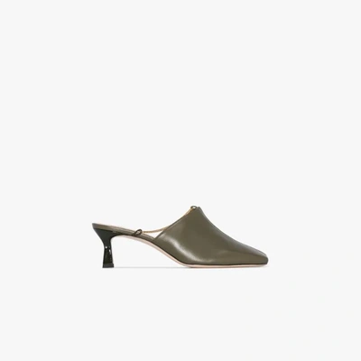 Shop Wandler Green Isa 55 Chain Leather Mules