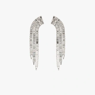 Shop Gucci Silver Tone Crystal Tassel Earrings