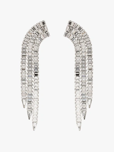 Shop Gucci Silver Tone Crystal Tassel Earrings