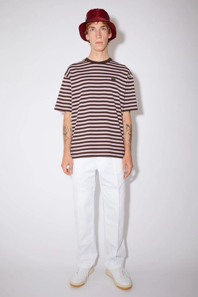 Shop Acne Studios Striped Logo T-shirt Lilac Purple