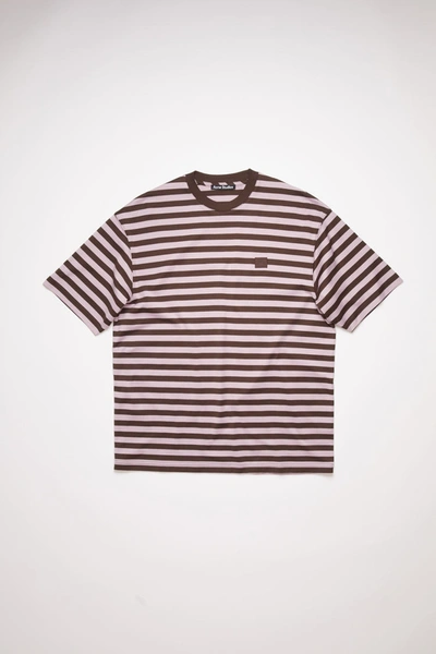 Shop Acne Studios Striped Logo T-shirt Lilac Purple