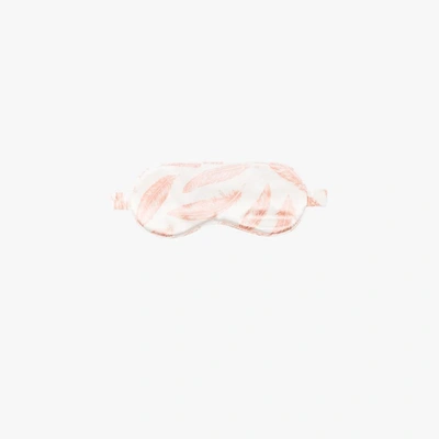 Shop Slip Pink Feather Print Silk Eye Mask