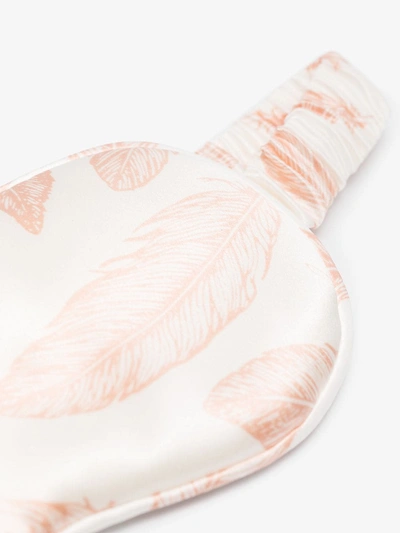 Shop Slip Pink Feather Print Silk Eye Mask