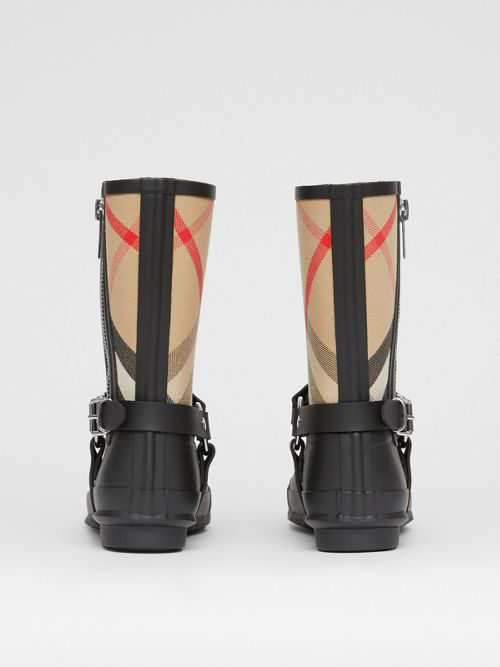 burberry women's zane signature check rain boots