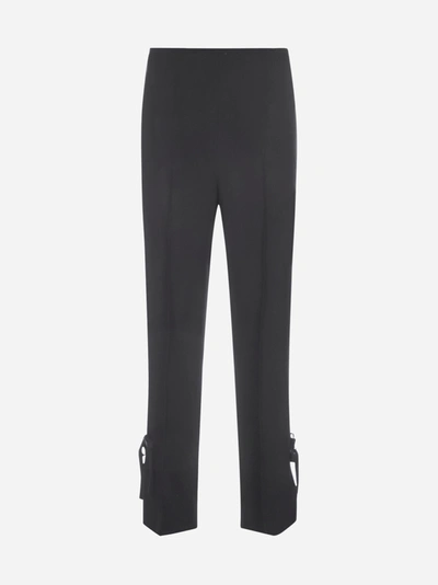 Shop Prada Bow-detail Sable' Trousers