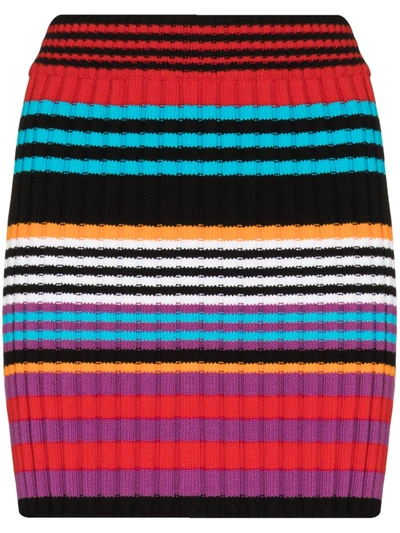 Shop Agr Stripe Knit Fitted Mini Skirt In Black